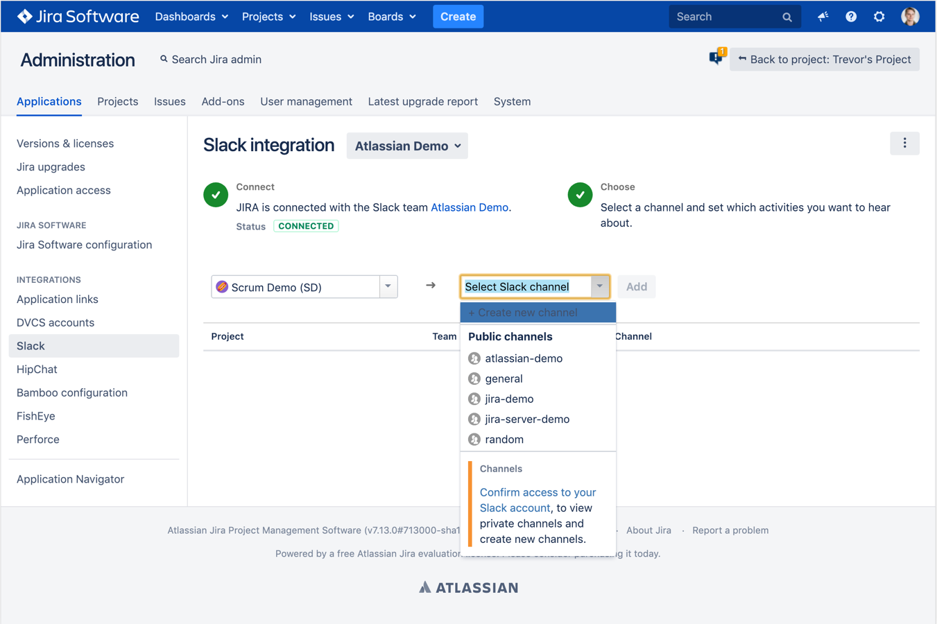 Jira and Slack integration for issues and project updates